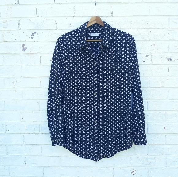 Equipment Shirt Silk Button Down Moon Star - Picture 5 of 12